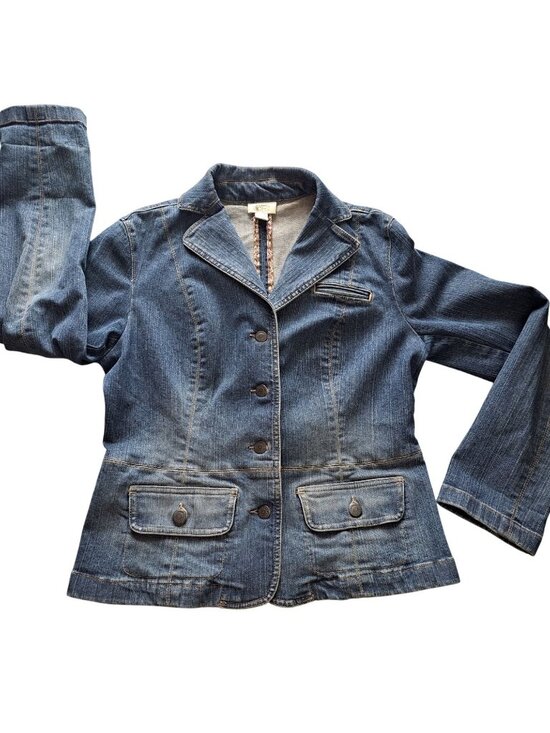 Ann Taylor Loft Jackets & Blazers - Y2K Ann Taylor Loft Womens Denim Blazer Jacket Size 8 Button Front Cotton Blue